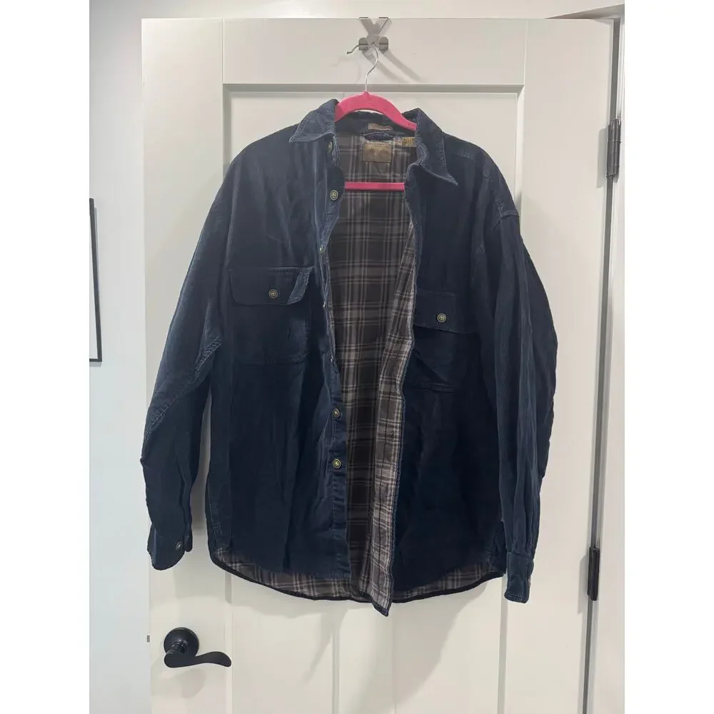 St Johns Bay Flannel Lined Navy Chore Barn Coat - Picture 2 of 10